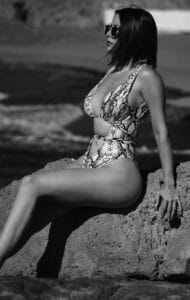 Female patient enjoying the results of a breast augmentation in Marbella, Spain.