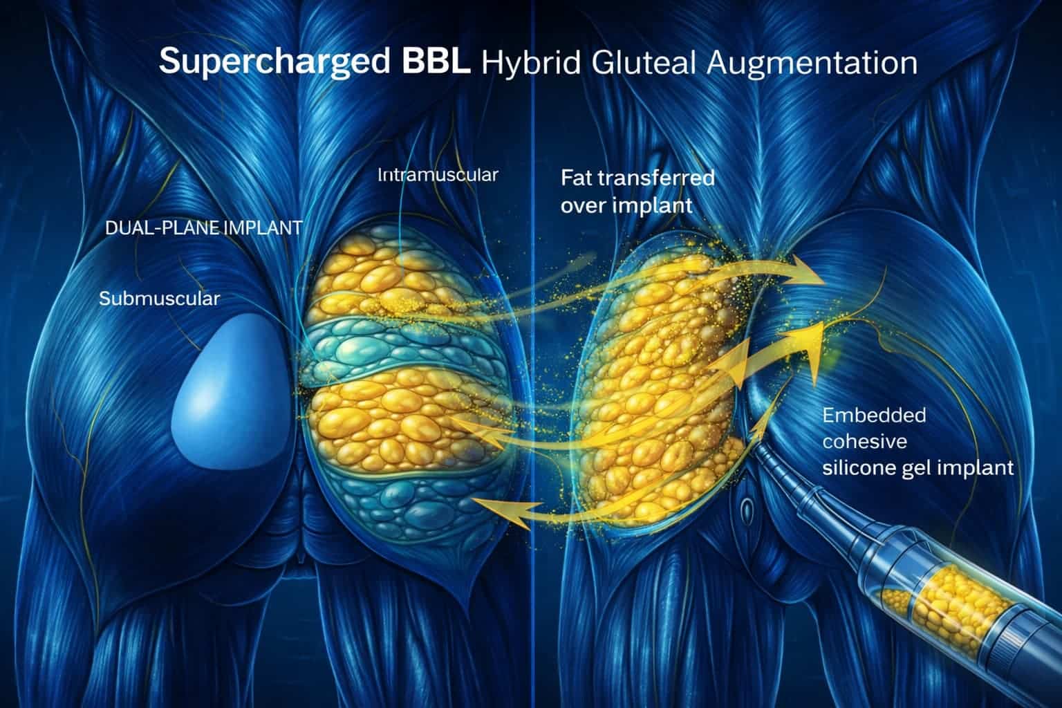 Supercharged BBL: implantes cohesivos y grasa para aumento de glúteos en pacientes delgadas