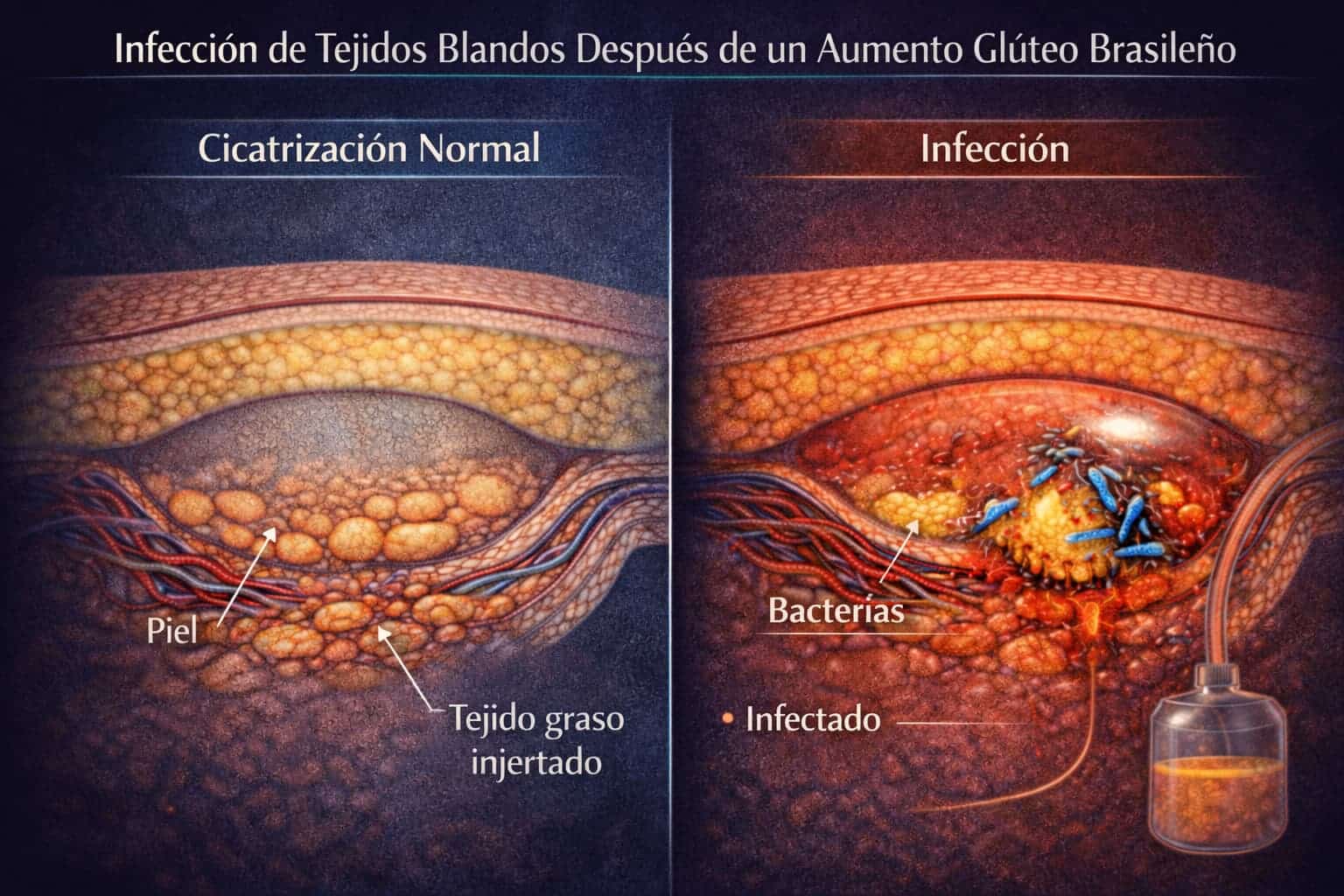 Infección de tejidos blandos tras un lifting brasileño de glúteos