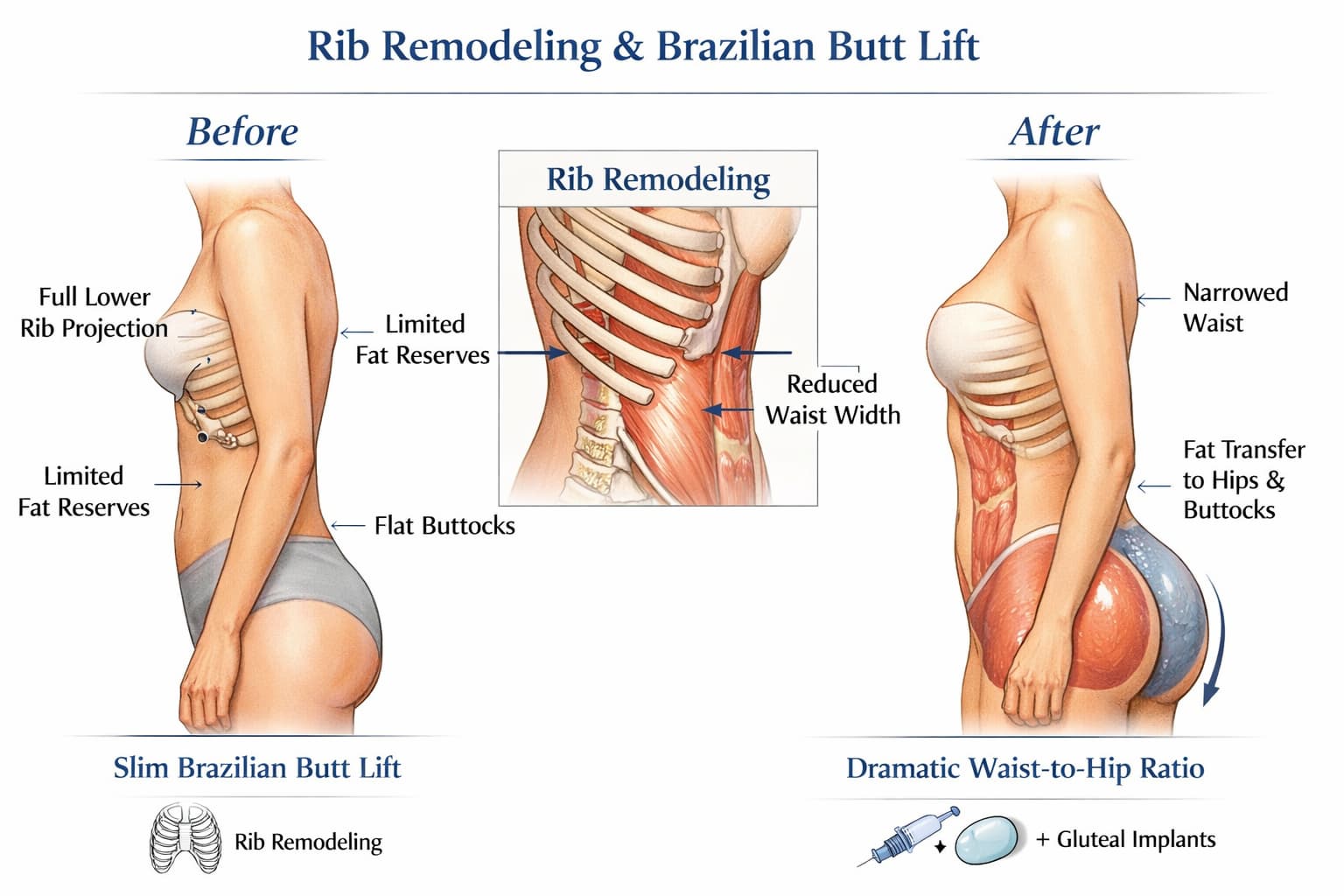 Efecto sinérgico de la remodelación costal y el Brazilian Butt Lift en pacientes muy delgadas — Cirumed Clinic Marbella